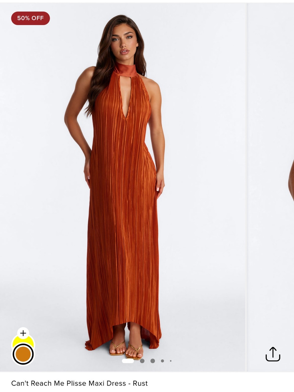 Fashion Nova Can't Reach Me Plisse Maxi Dress - Rust Orange